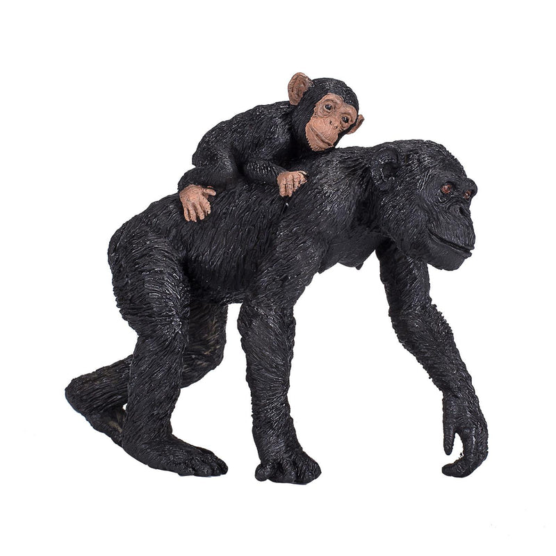 Chimpanzee And Baby Wildlife Toy Figure 10 cm Height Approx Mojo Fun 387264