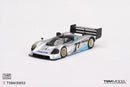 a silver and blue race car