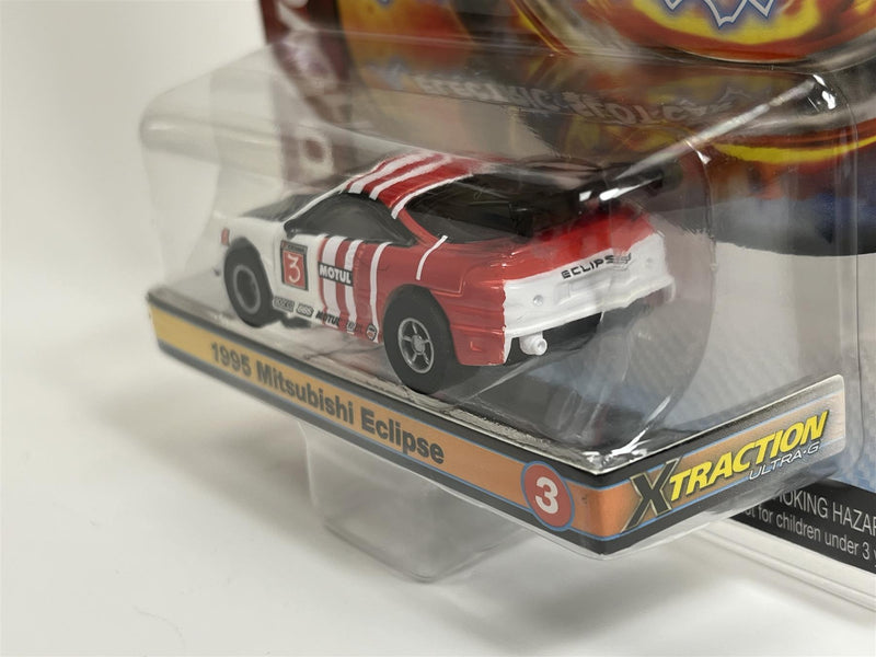 1995 Mitsubishi Eclipse White Red HO Scale Slot Car X Traction Auto World SC378-3