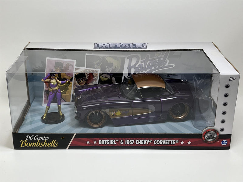 Batgirl Figure and 1957 Chevy Corvette Purple 1:24 Scale Jada 253255007