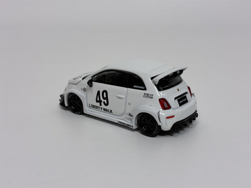 Abarth 595 LB Works Abas Works Gara White LHD 1:64 Mini GT MGT00809L