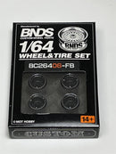 BNDS Custom Wheel Parts Wheel and Tyre Set Flat Black 1:64 MOT Hobby BC26406FB
