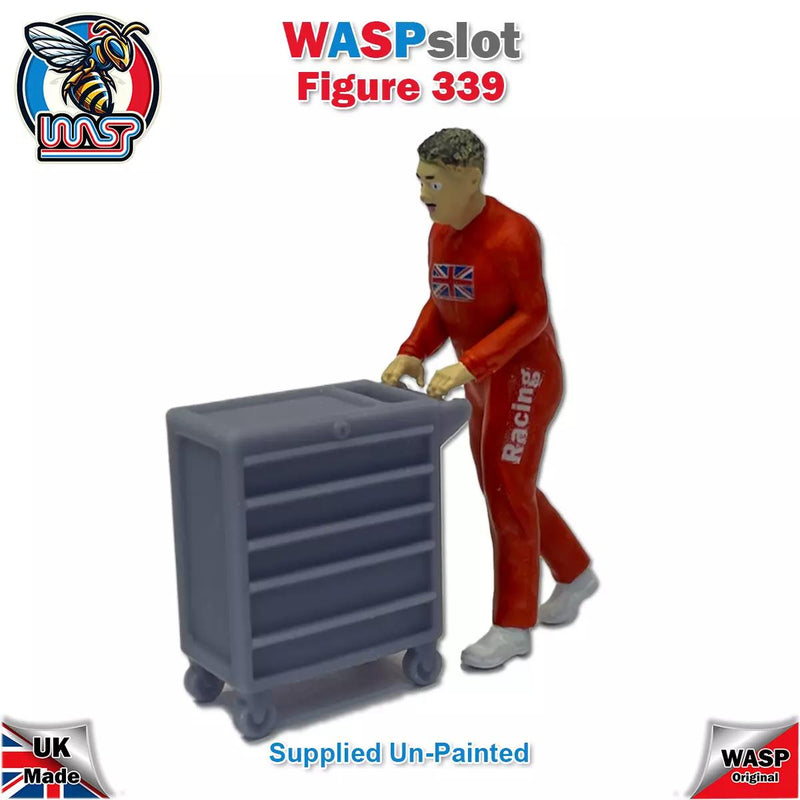 Trackside Unpainted Figure Mechanic Pushing Tool Chest Scenery Display No 339 New 1:32 Wasp