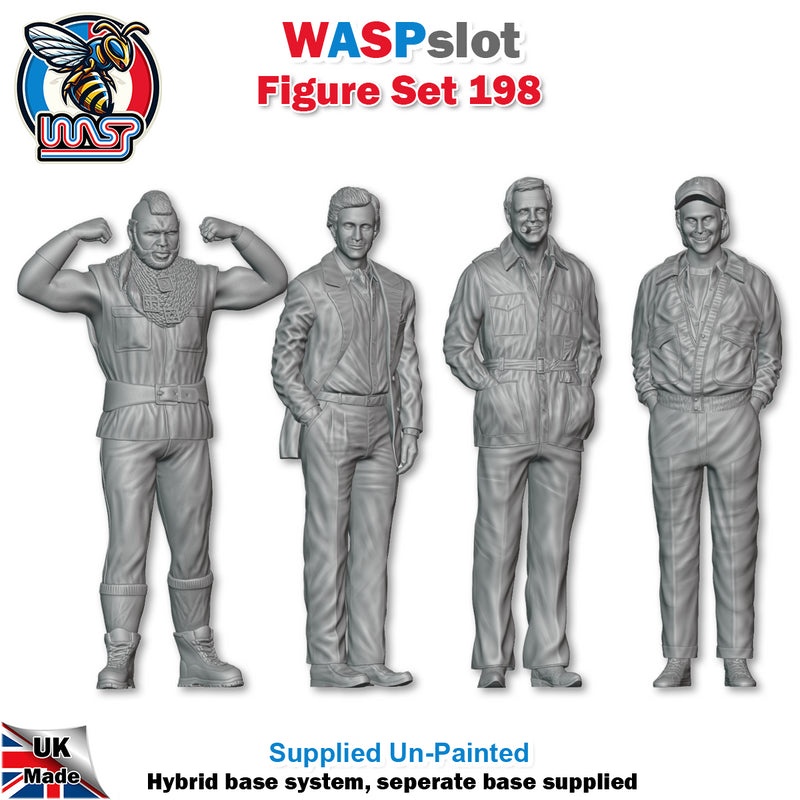 Trackside Unpainted Figures Scenery Display 4 x A Team Characters Set 198 New 1:32 Scale Wasp