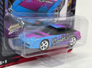 1990 Nissan 240SX Custom Bright Cyan with Magenta Flames 1:64 Johnny Lightning JLSF024A