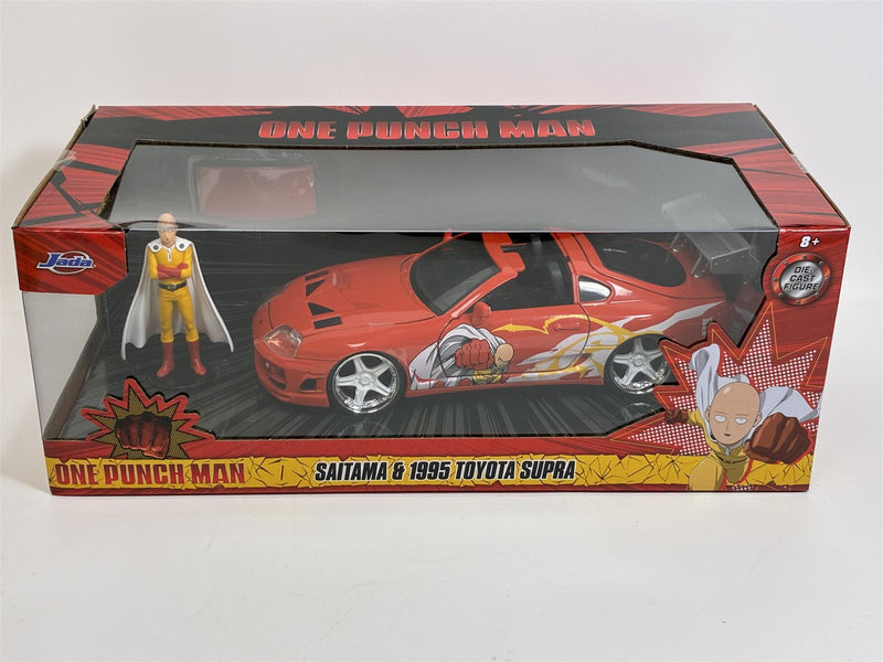 One Punch Man Saitama Figure and 1995 Toyota Supra 1:24 Jada 35347