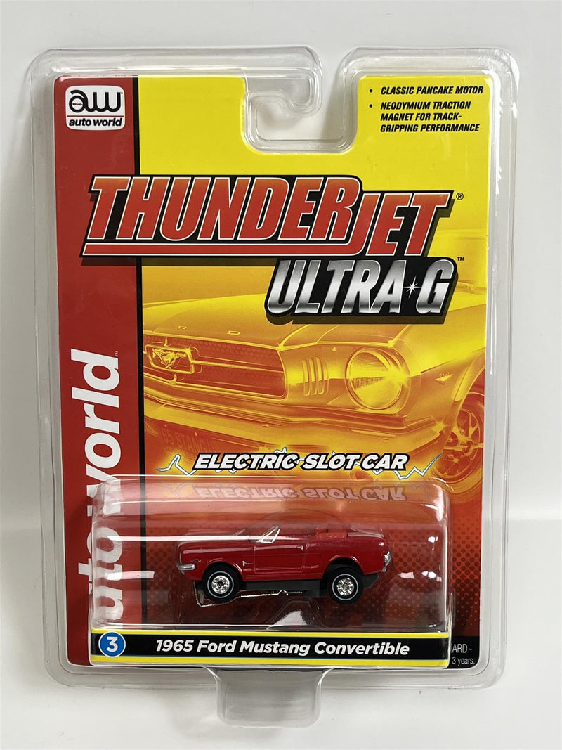 1965 Ford Mustang Convertible Red Thunderjet Ultra G HO Slot Car Auto World SC367-3