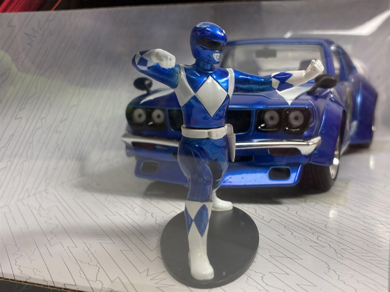 Power Rangers Blue Ranger Figure and 1974 Mazda RX-3 1:24 Scale Jada 34389