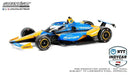 a blue and yellow race car