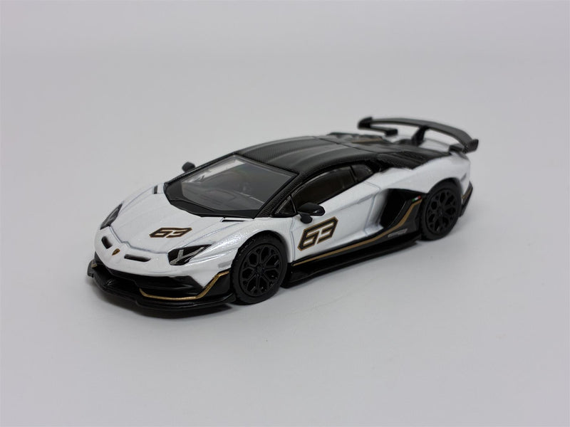 Lamborghini Aventador SVJ 63 Bianco Asopo White RHD 1:64 Mini GT MGT00842R
