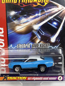 1971 Plymouth Road Runner Blue X Traction Flame Throwers HO Scale Auto World SC366-4