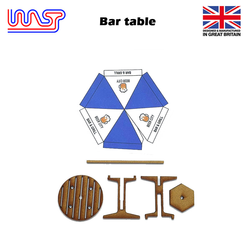 Slot Car Scenery Track Side Bar Table and Umbrella 3 pack 1:32 Scale Wasp