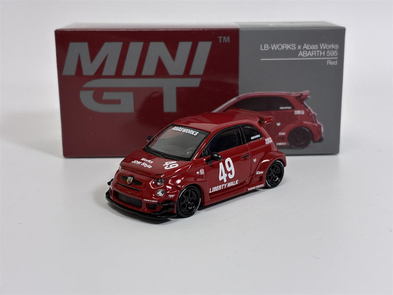 LB Works Abas Works Abarth 595 Red LHD 1:64 Scale Mini GT MGT00963L