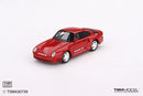 a red toy car on a white background