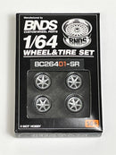 BNDS Custom Wheel Parts Wheel and Tyre Set Silver 1:64 MOT Hobby BC26401SR