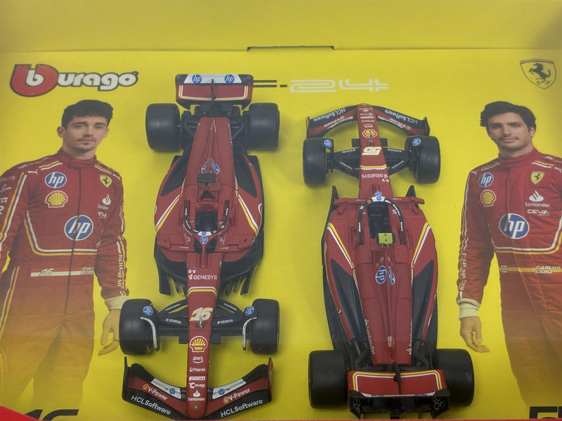 Ferrari Scuderiza SF-24 Leclerc #16 and Sainz #55 2 Car Set 1:43 Scale Bburago 36856