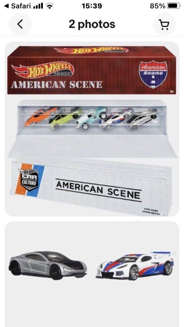 American Scene 5 Car Set With Container 1:64 Hot Wheels Real Riders HFF44 LA10