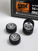 BNDS Custom Wheel Parts Wheel and Tyre Set Silver 1:64 MOT Hobby BC26401SR