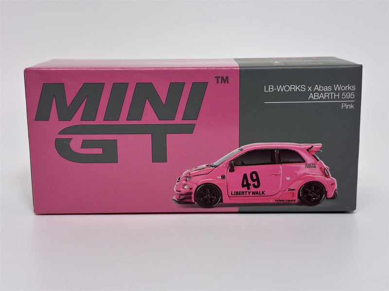 Abarth 595 LB Works Abas Works Pink LHD 1:64 Mini GT MGT00851L