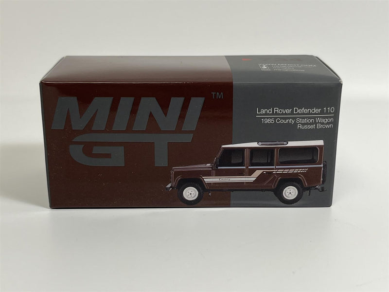 Land Rover Defender 110 1985 County Station Wagon Russet Brown LHD 1:64 Mini GT MGT00734L