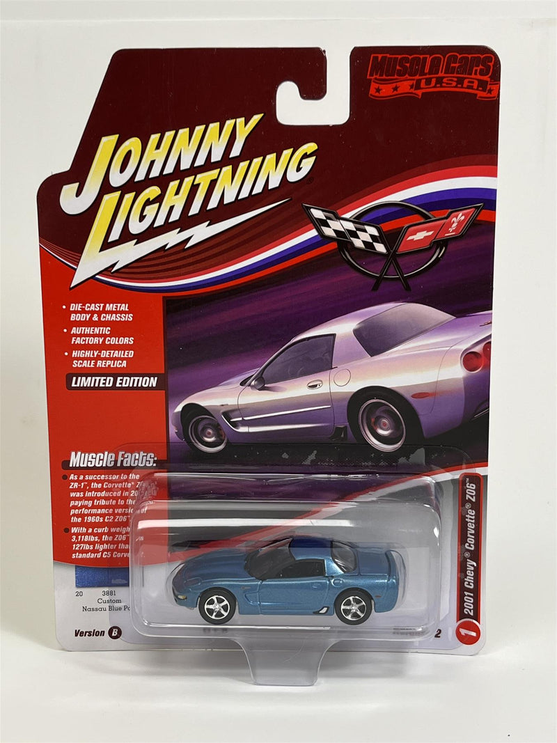 2001 Chevy Corvette Z06 Nassau Blue Poly 1:64 Johnny Lightning JLMC030B