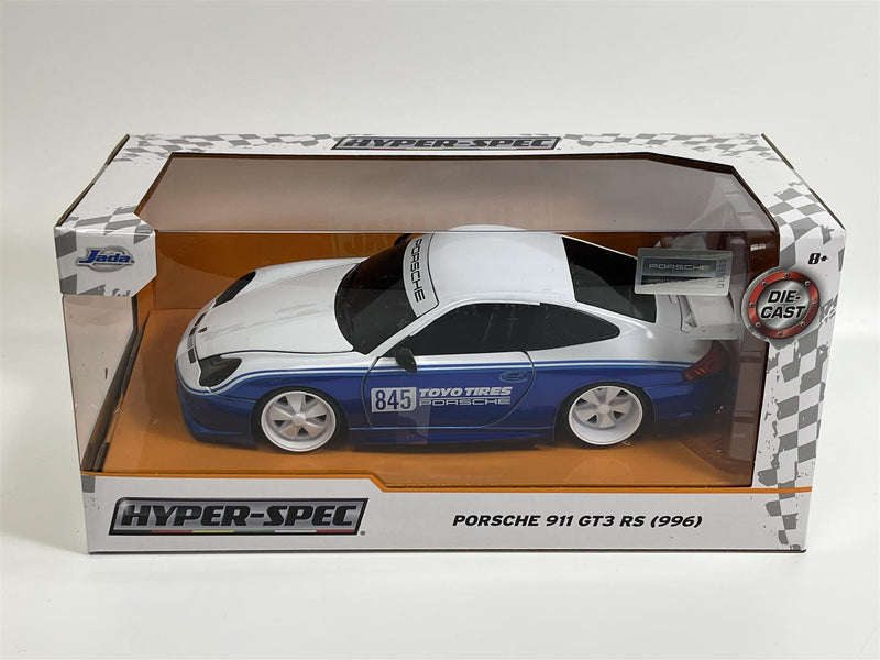 Porsche 911 GT3 RS 996 Hyperspec Blue White 2006 1:24 Scale Jada 35492