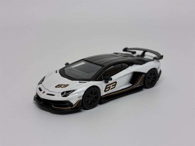 Lamborghini Aventador SVJ 63 Bianco Asopo White LHD 1:64 Mini GT MGT00842L