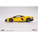 a yellow sports car on a white background