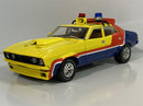 a yellow and blue toy car