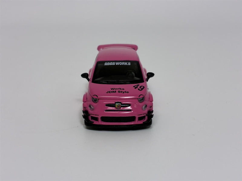 Abarth 595 LB Works Abas Works Pink LHD 1:64 Mini GT MGT00851L
