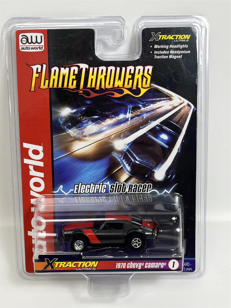 1970 Chevy Cararo Grey X Traction Flame Throwers HO Scale Auto World SC366-1