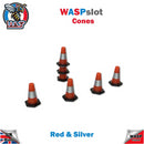 Safety Cones Red and Silver 15mm 20 pack Track Side Scenery 1:32 scale Wasp