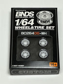 BNDS Custom Wheel Parts Wheel and Tyre Set White 1:64 MOT Hobby BC26406WH