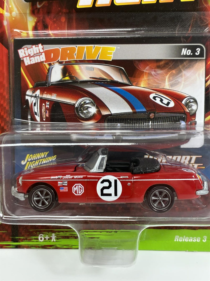 1963 MG MGB Bright Racing Red Import Heat 1:64 Johnny Lightning JLSF021