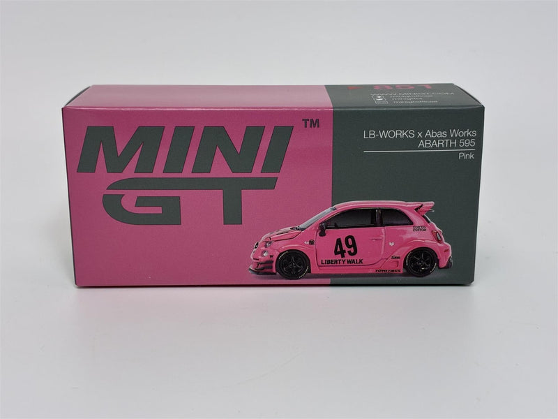 Abarth 595 LB Works Abas Works Pink RHD 1:64 Mini GT MGT00851R