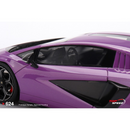 a close up of a purple sports car
