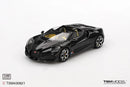 a black toy car on a white background