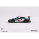 a blue race car with white text