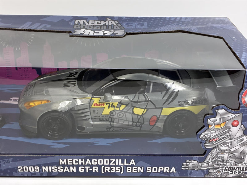 Mechagodzilla Figure and 2009 Nissan GT-R R35 Ben Sopra 1:24 Scale Jada 36285