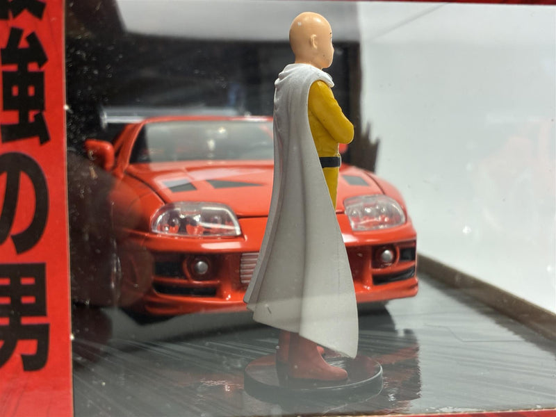 One Punch Man Saitama Figure and 1995 Toyota Supra 1:24 Jada 35347