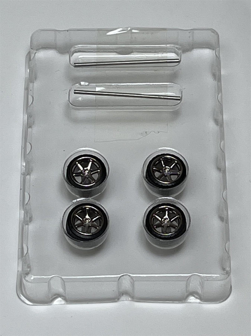 BNDS Custom Wheel Parts Wheel and Tyre Set Black Chrome 1:64 MOT Hobby BC26401SBC