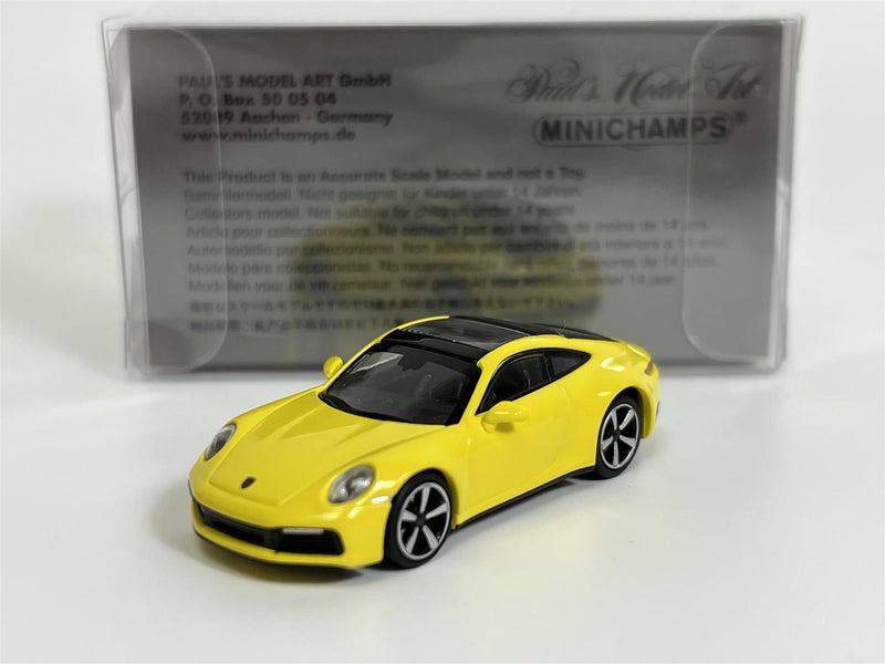 Porsche 911 Carrera 4S 2019 Yellow 1:87 Scale Minichamps 870068322