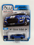 2021 Shelby GT500 Carbon Fibre Track Pack Velocity Blue 1:64 Autoworld AW64382A