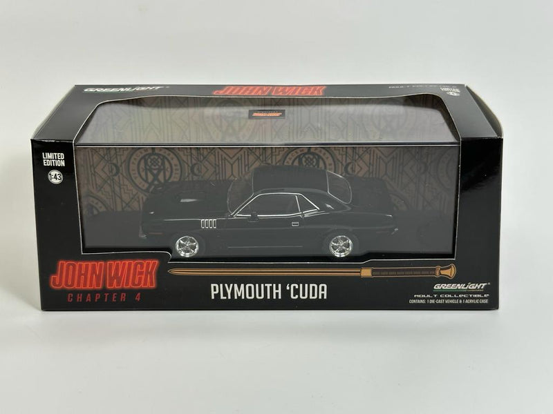 John Wick Chapter 4 2023 Plymouth Cuda 1971 1:43 Scale Greenlight 86641