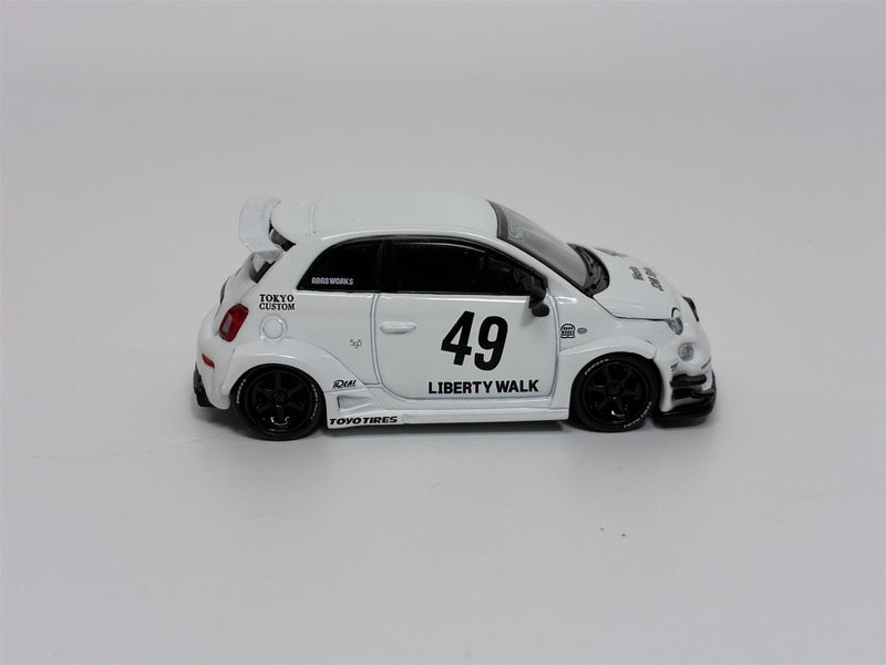 Abarth 595 LB Works Abas Works Gara White LHD 1:64 Mini GT MGT00809L