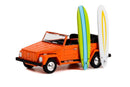 a toy car with surfboards