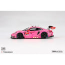 a pink race car with numbers on it