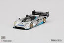 a silver and blue race car