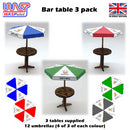 Slot Car Scenery Track Side Bar Table and Umbrella 3 pack 1:32 Scale Wasp