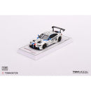 a white toy car with a black wing on it